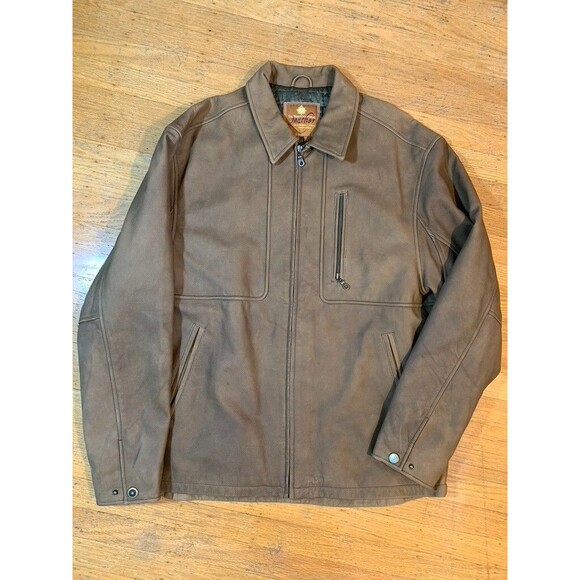 The Territory Ahead Leather Jacket Large Tall Vintage Quilt Flannel Lined - Picture 1 of 15